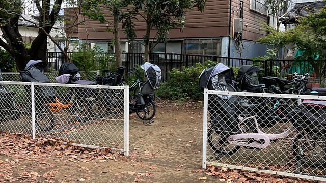聖学院みどり幼稚園の駐輪場